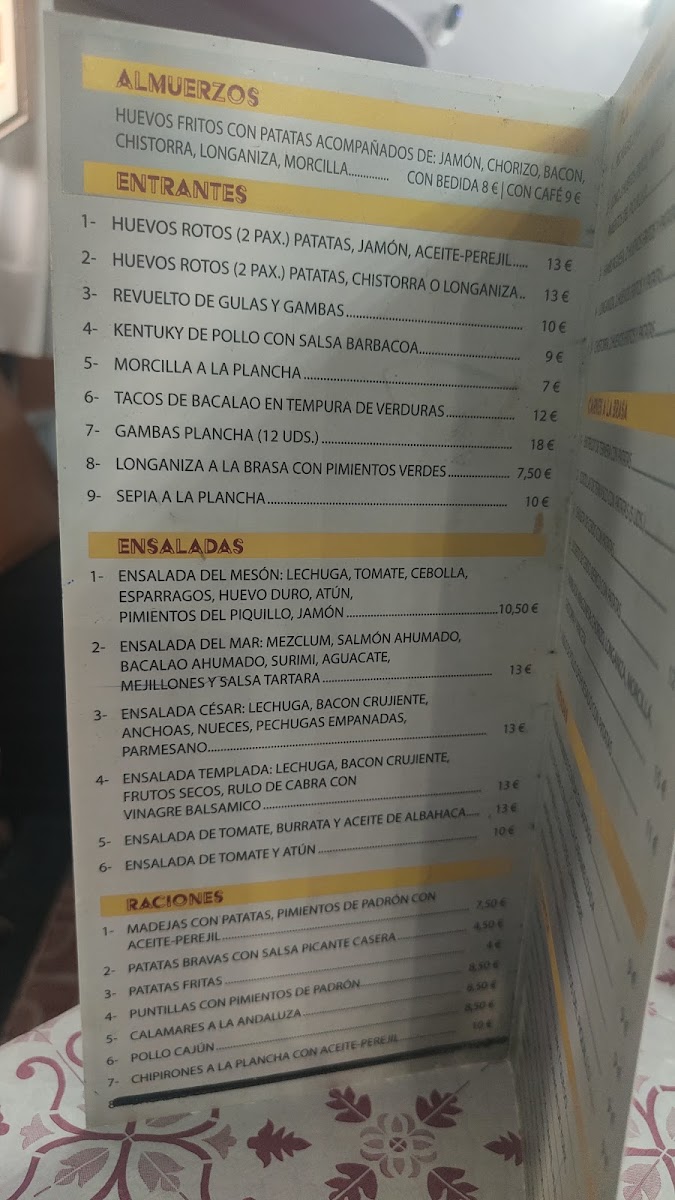 Mesón Borrajas Menu - Image 1